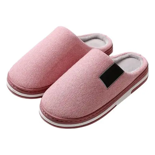 Produktbild: Herren Hausschuhe 44 Senioren Hausschuhe Damen Paar Freizeit Stoff Warm Flache Unterseite Herren Hausschuhe Samt Hausschuhe Warme Hausschuhe Weihnachts Hauspantoffeln Damen Hausschuhe (Hot Pink, 40)