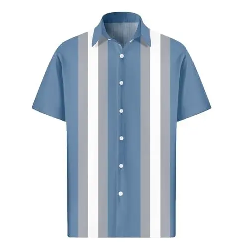 Produktbild: Herren Hemd Hemd Herren Slim Fit Herrenhemden Kurzarm T Shirt Herren Feuerwehr Hemd Blau Sommer Tops Polizei Tshirt Sweatshirt Herren Leinenhemd Herren Blau(Hellblau,6XL)