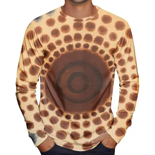 Produktbild: Herren Hemd Langarm Langarmshirt Herren Schwarz Grau Langarmshirt Herren 4XL T-Shirt Herren Lustige Motive Batik Hemd Herren Hemd Slim Fit Herren mit Weste T Shirt Herren Beige L