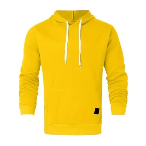Produktbild: Herren Hoodie Slim Fit Kapuzenpullover Outdoor Leichte Kapuzen Pullover Longsleeve Baggy Kapuze Sweatshirt Stilvoll Causals Hoody Langarm Kaputze Sweater Mit Drawstring Solid Hoodies Gelb L