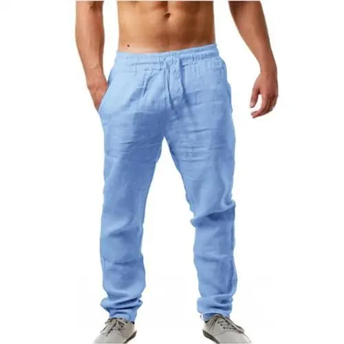 Produktbild: Herren Hosen Leinenhose Herren Leinenhosen Herren Lang mit Taschen Elastischer Bund Universal Fit Cargohose leinen Herren Arbeitshose lang Herren Herrenhosen lang Sommer autofahrerhose übergrößen