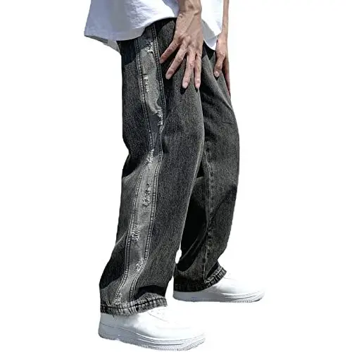 Produktbild: Herren Hosen Stretch Loff Street Wide Hoses Herrenhose Modehose für Herren Herren Kleidung (Black, XXXL)
