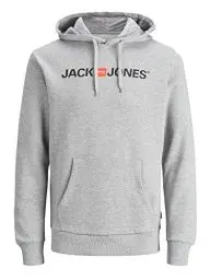 Produktbild: Herren Jack & Jones Corp Logo Sweat Hood Kapuzen Sweatshirt Basic Jumper Reg Fit, Farben:Grau, Größe Pullover:S