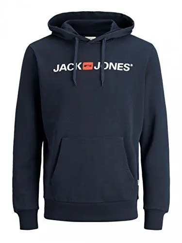 Produktbild: Herren Jack & Jones Corp Logo Sweat Hood Kapuzen Sweatshirt Basic Jumper Reg Fit, Farben:Navy, Größe Pullover:M