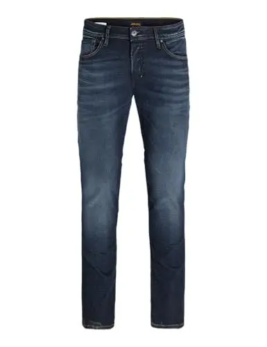 Produktbild: Herren Jack & Jones Jeans Tim Straight Legs Slim Fit Flat Front Tim ORIGINAL, Farben:Dunkelblau, Größe Jeans:31W / 32L