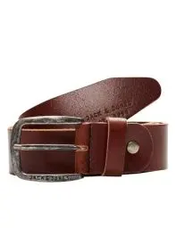 Produktbild: Herren Jack & Jones Ledergürtel JACPAUL Belt Echt Leder Jeans Hosen Gürtel, Farben:Braun, Größe Gürtel:90