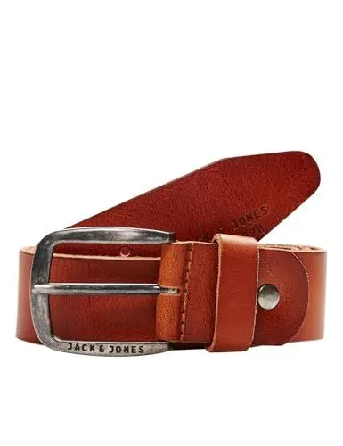 Produktbild: Herren Jack & Jones Ledergürtel JACPAUL Belt Echt Leder Jeans Hosen Gürtel, Farben:Mittelbraun, Größe Gürtel:85