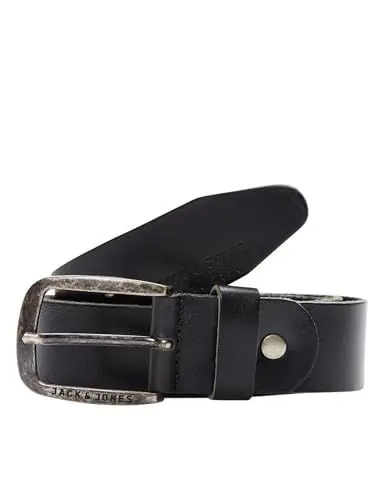 Produktbild: Herren Jack & Jones Ledergürtel JACPAUL Belt Echt Leder Jeans Hosen Gürtel, Farben:Schwarz, Größe Gürtel:85