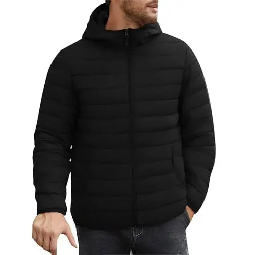 Produktbild: Herren Jacke Übergang Daunenmantel Herren Wintermantel Lang Herren Winterjacke Herren Parka Herrenjacke Winter Leder Jacken Herren Gesteppte Lederjacke Herren Wintermantel Herren Lang Warm