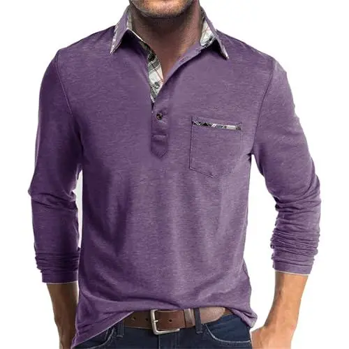 Produktbild: Herren Lässiges Langarm T-Shirt Tops Mens Hochwertige Herren Herbst Winter Warm Farbblock-Langarm T-Shirt Tops Mens Geeignet Für Den Heimgebrauch