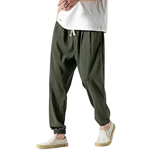 Produktbild: Herren Leinen-Hose Lange Hose Bequeme Stoffhose Aus Hochwertiger Leinenmischung Freizeithose Herren Sommer Leicht Weite Sommerhose Große Größen Herren Hose Mit Gummizug Bundfalte
