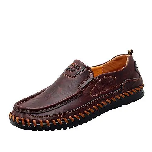 Produktbild: Herren Loafers Leder Mode Casual Loafers Walking Schuhe Fahren Sport Unterhaltung Business Arbeit Schuhe（48 EU,Braun