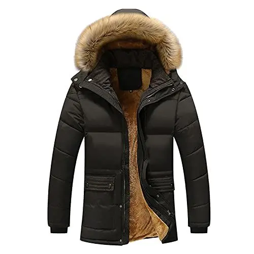 Produktbild: Herren Mäntel Jacke passend zum Langarmmantel mit Kapuzenpolster Herren Herbstmantel (Black, XXL)