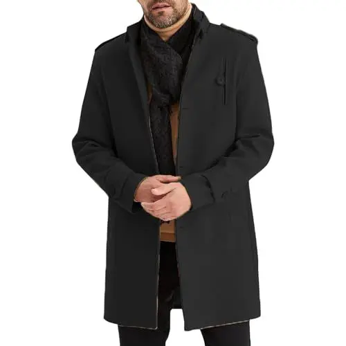 Produktbild: Herren Mantel Lodenjacke Herren Herrenmantel Winterparka Herren Warm Wolljacke Herren Herren Jacke Lang Gehrock Herren Herren Winterjacke Trenchcoat Herren Lang Mantel Herren Schwarz M