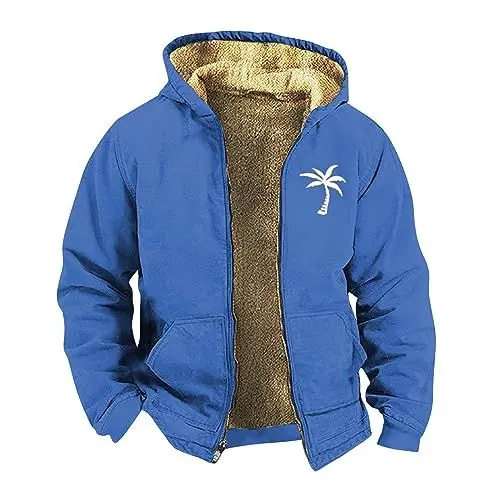 Produktbild: Herren Mantel Winter,Fahrradjacke Herren Winter,Hoodie Jungen 152 Softshelljacke Herren Winter Kurzmantel Herren Winter Leichte Jacke Herren Herren Wollmantel Blau L