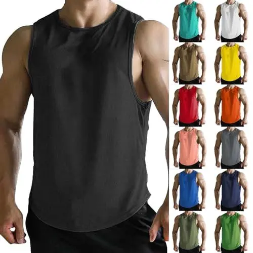 Produktbild: Herren Mode Sale Unterhemd Herren Tank Top Herren Herren Frühjahr/Sommer Sport Freizeit Muskel Fitness Mesh Atmungsaktiv Schnell Trocknend Einfarbig Ärmelloses Tank Top Für M Wellensteyn Jacke Sale
