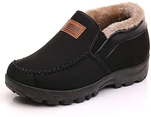 Produktbild: Herren Mokassins Hausschuhe mit gemütlichem Memory Foam Slip auf Loafers Pelz gefüttert Haus Schuhe Indoor Outdoor Ankle Boots Winter（Schwarz,40 EU