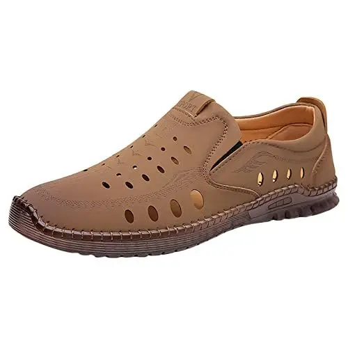 Produktbild: Herren Monk Schuhe Spitz Zulaufende Lederschuhe Herren Freizeitschuhe Slip-On Anti-Rutsch Casual Schnürhalbschuh Bequem Bootsschuhe Lässige Bootsschuhe Doppelschnalle Leder Rutsch Niedrig