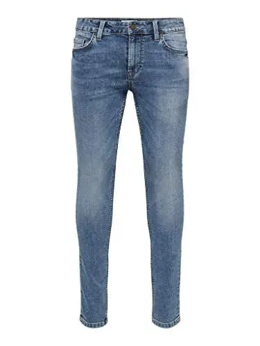 Produktbild: Herren O&S Slim Fit Jeans | Basic Hose Denim Pants ONSLOOM | Tapered Trousers Stoned Washed, Farben:Blau, Größe Jeans:29W / 30L