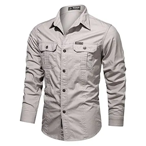 Produktbild: Herren Outdoorhemd UPF50+ UV Shirt Langarm Safari Hemd Atmungsaktiv Schnelltrocknend Funktionshemd Angelhemd Wanderhemd Freizeithemd(Beige,L)