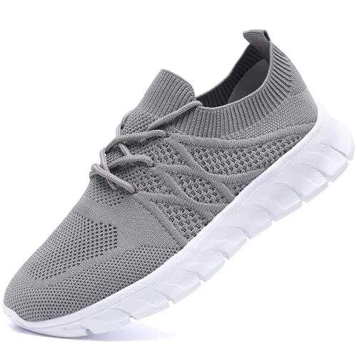 Produktbild: Herren Schuhe Laufschuhe Turnschuhe Sportschuhe Sneaker Running Tennis Schuhe Freizeit Straßenlaufschuhe Leichtgewichts Atmungsaktiv Walkingschuhe Fashion Fitness Jogging Sportsschuhe Hellgrau 43 EU