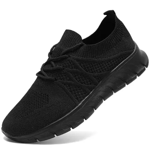 Produktbild: Herren Schuhe Laufschuhe Turnschuhe Sportschuhe Sneaker Running Tennis Schuhe Freizeit Straßenlaufschuhe Leichtgewichts Atmungsaktiv Walkingschuhe Fashion Fitness Jogging Sportsschuhe Schwarz 42 EU