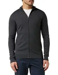 Produktbild: Herren Selected Basic Strickjacke | Einfarbiger Baumwolle Cardigan | SLHBERG Zip Longsleeve Sweatshirt, Farben:Dunkelgrau, Größe Pullover:S