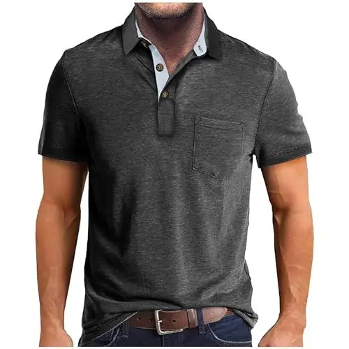 Produktbild: Generisch Polohemd Herren Herren Poloshirt Herren Set Poloshirt Schwarz Herren Sport Poloshirt Herren Pier One Tshirt Herren Hemd Weiss Herren Kurzarm Funktions Poloshirt Grau XL