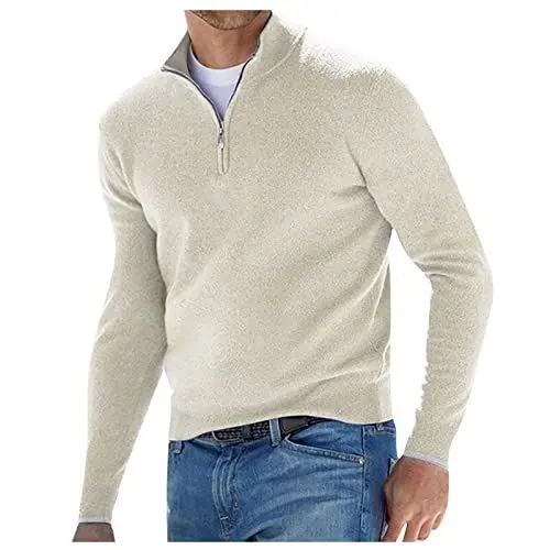 Produktbild: Herren Shirts Mens Cool Business Jersey Oberteil Festliches Langärmlige Hemdes Herrnen Schlichtee Light Zipper Zipper Slim Fit