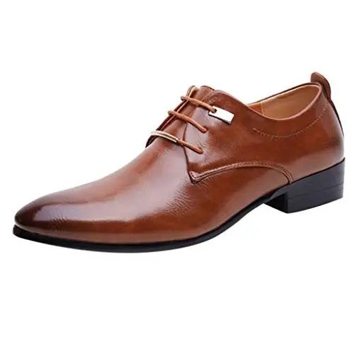 Produktbild: Battnot Herren Anzugschuhe Hohe Sohle Schwarz Braun Oxford, Männer Lederschuhe Business Schnüren Hochzeitsschuhe Derby Schnürschuhe rutschfeste Atmungsaktiv Smoking Halbschuhe Männlichen Spitzschuhe