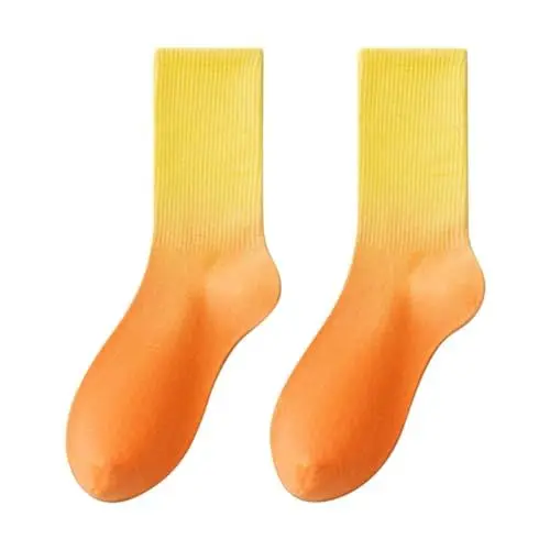 Produktbild: Herren Sneaker Schwarz Sportbekleidung FüR Herren Modische, bequeme Freizeitsocken mit Batik-Farbverlauf, die außerhalb der Waden-Baumwollsocken Zehensocken Damen 3538 Sneaker Socken (Gold, One Size)