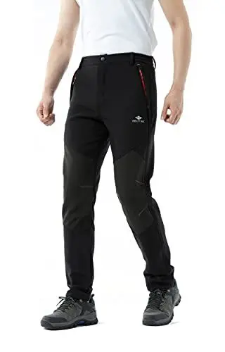 Produktbild: Herren Softshell Ski Wandern Wasserdicht Fleece Hosen Schwarz Mittel