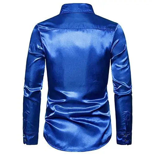 Produktbild: Herren Solid Button Slim Fit Umlegekragen Langarm Top Bluse Shirt Hemd Herren Ärmellos (M,Blau)