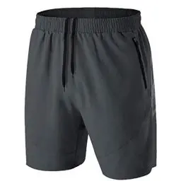 Produktbild: Herren Sport Shorts Kurze Hose Schnell Trocknend Sporthose Leicht mit Reißverschlusstasche(Dunkelgrau,EU-L/US-M)