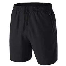 Produktbild: Herren Sport Shorts Kurze Hose Schnell Trocknend Sporthose Leicht mit Reißverschlusstasche(Schwarz,EU-M/US-S)