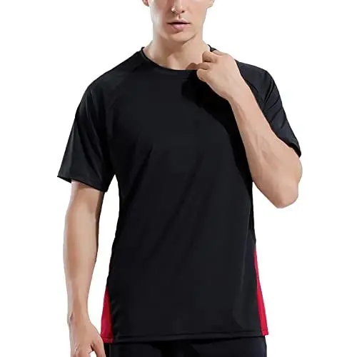 Produktbild: Herren Sportlich T-Shirts Tees Kurz Ärmel Bodybuilding Trainieren Ausbildung Fitness Tops Crew Hals Baumwolle(Schwarz,L)