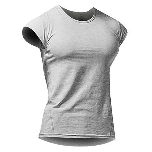 Produktbild: Herren Sportlich T-Shirts Tees Kurz Ärmel Bodybuilding Trainieren Ausbildung Fitness Tops Crew Hals Baumwolle Grau XXL