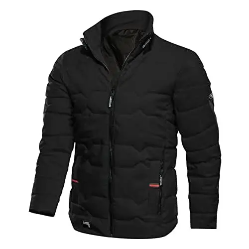 Produktbild: Herren Steppjacke Herbst Winter Übergangsjacke Jacke mit Stehkragen Outdoor Freizeitjacke Diamond Check Thermojacke Komposit Jacke(Black,4XL)