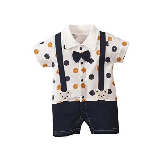 Produktbild: Herren Strampler Krawatte Baby Jumpups Säuglinge Kleidung Bogen Strumpf- & Jumphat Schlafanzug Kind Einteiler (White, 9m)