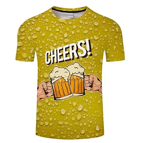 Produktbild: Herren T-Shirts Modetrends für Frühling Sommer Casual Kurzarm Rundhals Design Shirts für Männer (Yellow, XXXXXL)