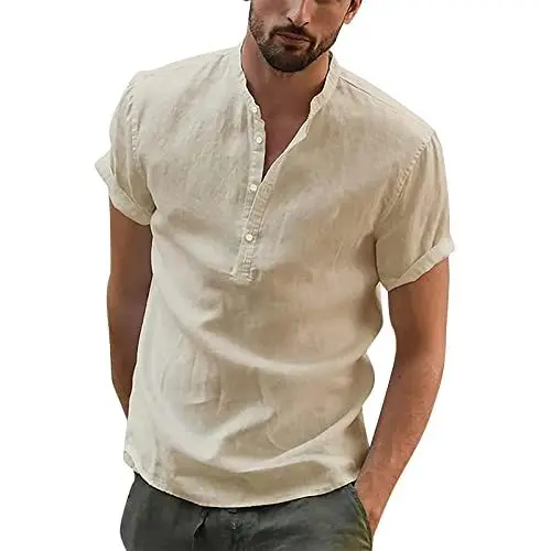 Produktbild: Herren T Shirt Gym Fitness Glitzer Hemd Herren Langarmshirts Für Herren Sommerhemd Herren Loose Everlast Tshirt Herren Schwarze Hemd Herren Herren Hemden Langarm Bügelfrei Tshirt Herren（3-Khaki，L）