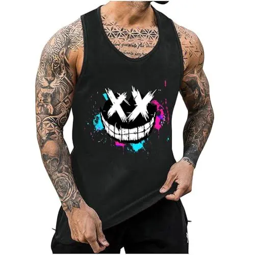 Produktbild: Herren Tank Top Sommer Lässig Tanktop Mode Muskelshirts Oversized Achselshirt Fashion Trägershirt Ärmellose Tshirt Sport Axelshirt Leichte Coole T-Shirt Blitzangebote Schwarz XXL