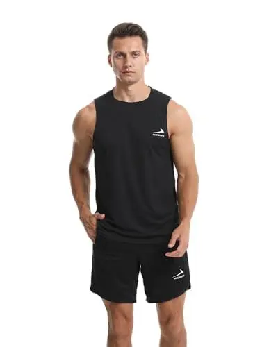 Produktbild: Herren Tanktop Gym Tshirt Muskel Fitness Training Laufshirt Fitness Tanks Ärmelloser T-Shirt Schwarz XL