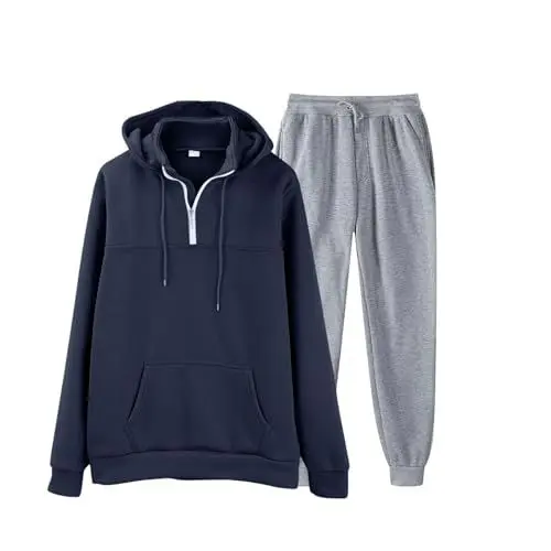 Produktbild: Herren Trainingsanzug und Jogginganzug - Sportanzug für Männer mit Langarm Reißverschluss, Fitness Sporthose Sportanzug Herren Sportsachen Herren Fitness Jogginghose Herren Mit ReißVerschluss Taschen