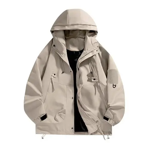 Produktbild: Herren Übergangsjacke Militär Jacke Stehkragen Fliegerjacke Baumwolle Blouson Bomber Jacke Multi Taschen Armeejacke US Feldjacke Herrenjacke Winter College Jacke Herren Rot Schwarz Regenjacke MäNner
