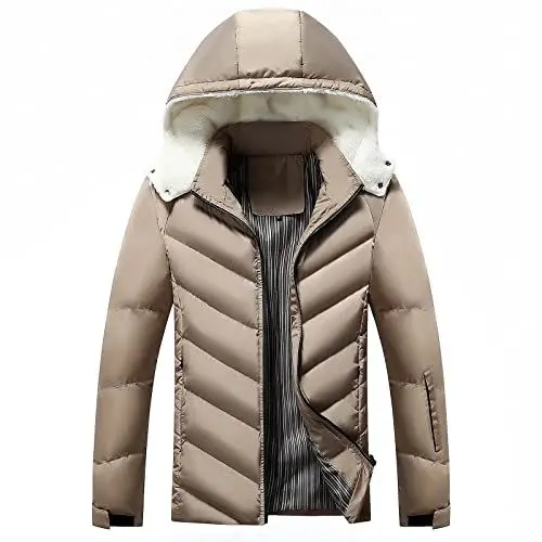 Produktbild: MMOOVV Herren Daunenjacke Winter Kapuze -Baumwolljacke von Herren (Khaki, XXXXXL)