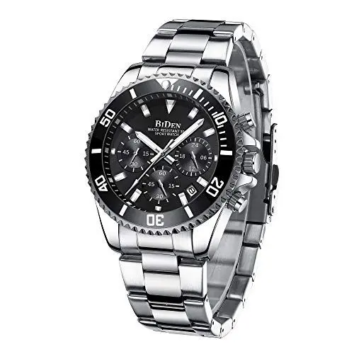Produktbild: BIDEN Herren Analog Japanisches Quarzwerk Uhr mit Edelstahl Armband 0163