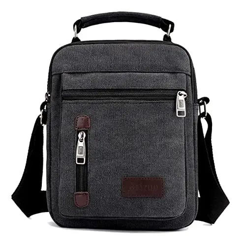 Produktbild: Herren Umhängetasche Canvas Messenger Bags Reise Umhängetasche Große Kapazität Casual Handtasche mit mehreren Taschen für die Arbeit Einkaufen Wandern Täglicher Gebrauch