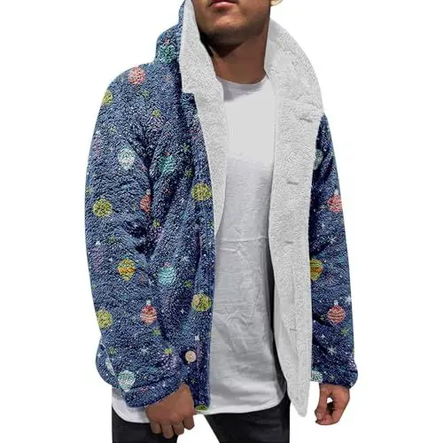 Produktbild: Weihnachtsmann Herren Jacke Winter Wachsjacke Herren Weihnachtsmann Fliegerjacke Herren Winter Parka Herren Winterjacke Männer Militär Jacke Stoffjacke Herren Bomberjacke Blau 4Xl