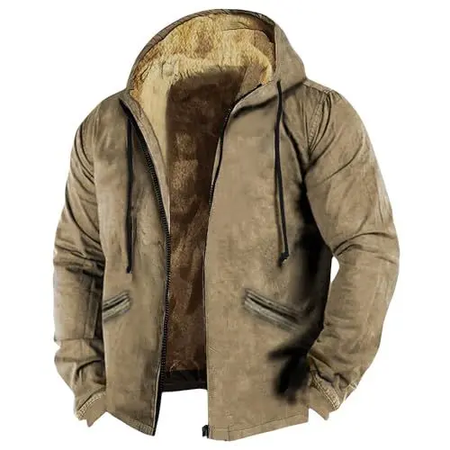 Produktbild: Herren Winterjacke Lang Jacke Herren Übergangsjacke Teddyfleece Jacke Herren Ledermantel Herren Pullunder Herren Ärmellos Anorak Herren Winter Strickjacke Herren Lang Übergangsjacke Beige 2Xl